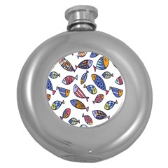 Love Fish Seaworld Swim Rainbow Cartoons Round Hip Flask (5 Oz) by Mariart