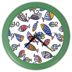 Love Fish Seaworld Swim Rainbow Cartoons Color Wall Clocks by Mariart