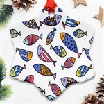 Love Fish Seaworld Swim Rainbow Cartoons Snowflake Ornament (Two Sides) Back