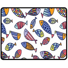 Love Fish Seaworld Swim Rainbow Cartoons Double Sided Fleece Blanket (medium) 