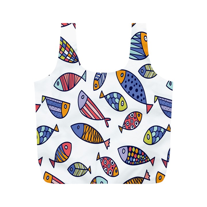 Love Fish Seaworld Swim Rainbow Cartoons Full Print Recycle Bags (M) 