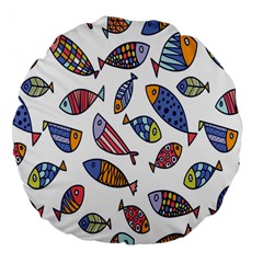 Love Fish Seaworld Swim Rainbow Cartoons Large 18  Premium Flano Round Cushions by Mariart