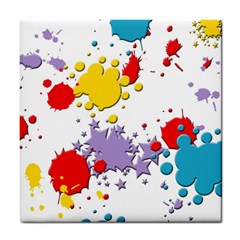 Paint Splash Rainbow Star Tile Coasters