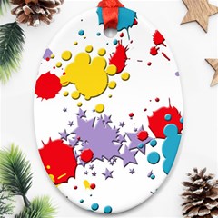 Paint Splash Rainbow Star Ornament (oval)