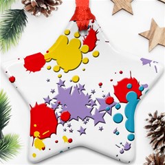 Paint Splash Rainbow Star Ornament (star)