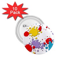 Paint Splash Rainbow Star 1 75  Buttons (10 Pack)