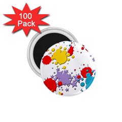 Paint Splash Rainbow Star 1 75  Magnets (100 Pack) 