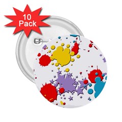 Paint Splash Rainbow Star 2 25  Buttons (10 Pack) 