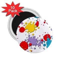 Paint Splash Rainbow Star 2 25  Magnets (10 Pack) 