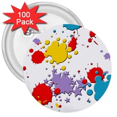 Paint Splash Rainbow Star 3  Buttons (100 Pack) 