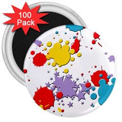 Paint Splash Rainbow Star 3  Magnets (100 Pack)