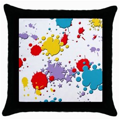 Paint Splash Rainbow Star Throw Pillow Case (black)