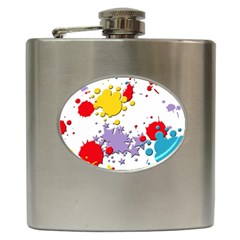 Paint Splash Rainbow Star Hip Flask (6 Oz)