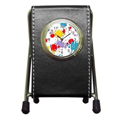 Paint Splash Rainbow Star Pen Holder Desk Clocks