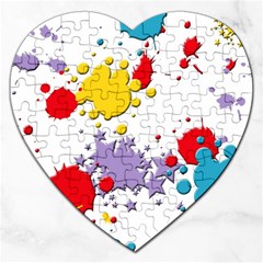 Paint Splash Rainbow Star Jigsaw Puzzle (heart) by Mariart