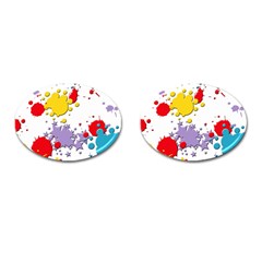 Paint Splash Rainbow Star Cufflinks (oval) by Mariart