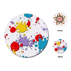 Paint Splash Rainbow Star Playing Cards (round) 