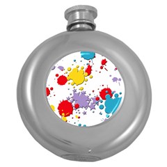 Paint Splash Rainbow Star Round Hip Flask (5 Oz)