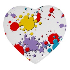 Paint Splash Rainbow Star Heart Ornament (two Sides) by Mariart