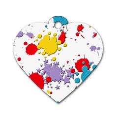 Paint Splash Rainbow Star Dog Tag Heart (two Sides)