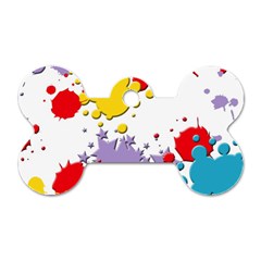 Paint Splash Rainbow Star Dog Tag Bone (one Side)