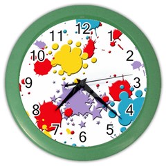 Paint Splash Rainbow Star Color Wall Clocks