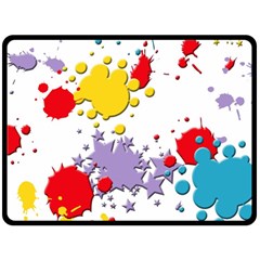 Paint Splash Rainbow Star Fleece Blanket (large)  by Mariart