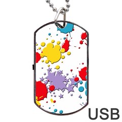 Paint Splash Rainbow Star Dog Tag Usb Flash (two Sides)