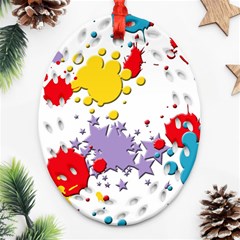 Paint Splash Rainbow Star Oval Filigree Ornament (two Sides)