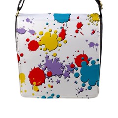 Paint Splash Rainbow Star Flap Messenger Bag (l)  by Mariart