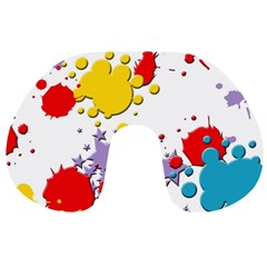 Paint Splash Rainbow Star Travel Neck Pillows by Mariart