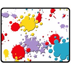 Paint Splash Rainbow Star Double Sided Fleece Blanket (medium) 