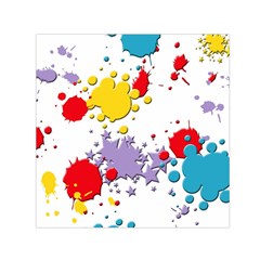 Paint Splash Rainbow Star Small Satin Scarf (square) by Mariart