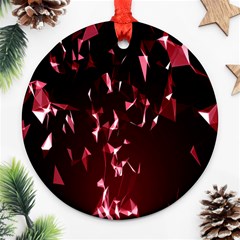 Lying Red Triangle Particles Dark Motion Ornament (round) by Mariart