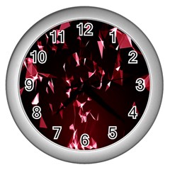 Lying Red Triangle Particles Dark Motion Wall Clocks (silver) 