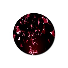 Lying Red Triangle Particles Dark Motion Rubber Coaster (round) 