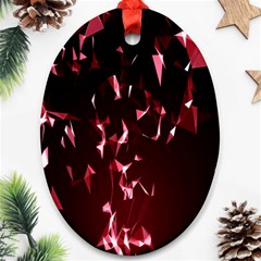 Lying Red Triangle Particles Dark Motion Oval Ornament (two Sides) by Mariart