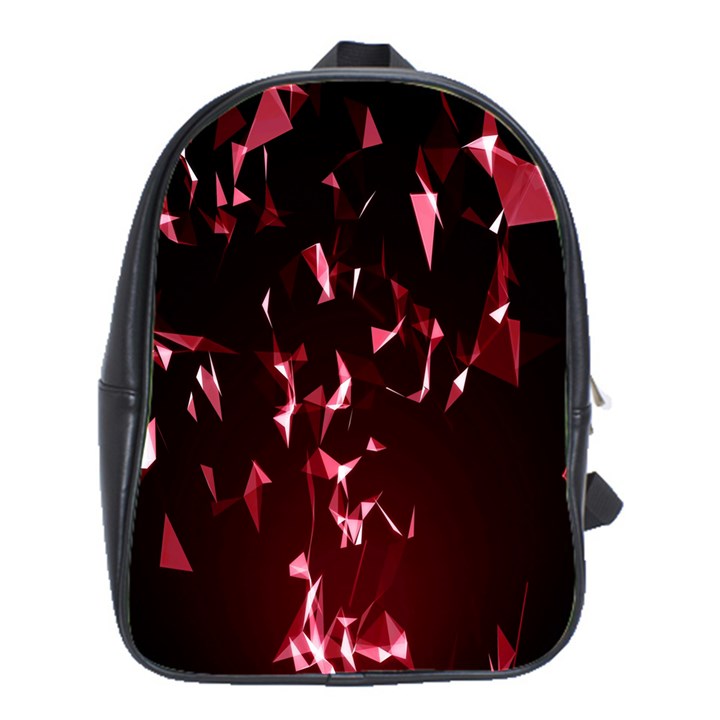 Lying Red Triangle Particles Dark Motion School Bag (Large)