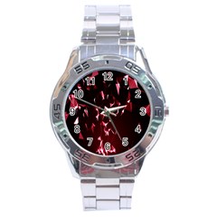 Lying Red Triangle Particles Dark Motion Stainless Steel Analogue Watch