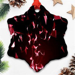 Lying Red Triangle Particles Dark Motion Snowflake Ornament (two Sides)