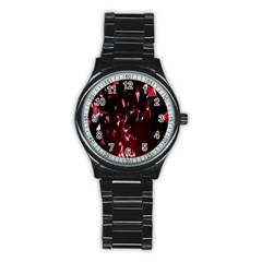 Lying Red Triangle Particles Dark Motion Stainless Steel Round Watch