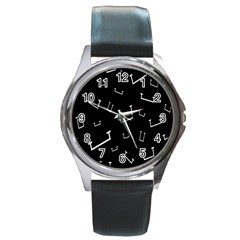 Pit White Black Sign Pattern Round Metal Watch