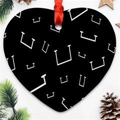 Pit White Black Sign Pattern Ornament (heart)