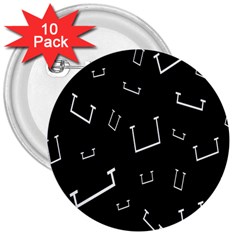 Pit White Black Sign Pattern 3  Buttons (10 Pack) 