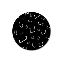 Pit White Black Sign Pattern Magnet 3  (round) by Mariart