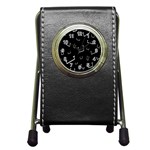 Pit White Black Sign Pattern Pen Holder Desk Clocks Front