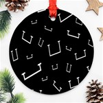 Pit White Black Sign Pattern Round Ornament (Two Sides) Back