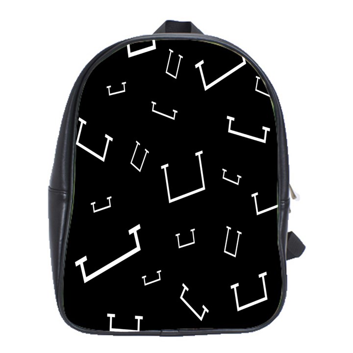 Pit White Black Sign Pattern School Bag (Large)