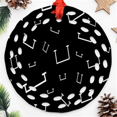 Pit White Black Sign Pattern Round Filigree Ornament (two Sides)