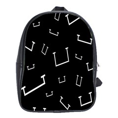 Pit White Black Sign Pattern School Bag (xl) by Mariart